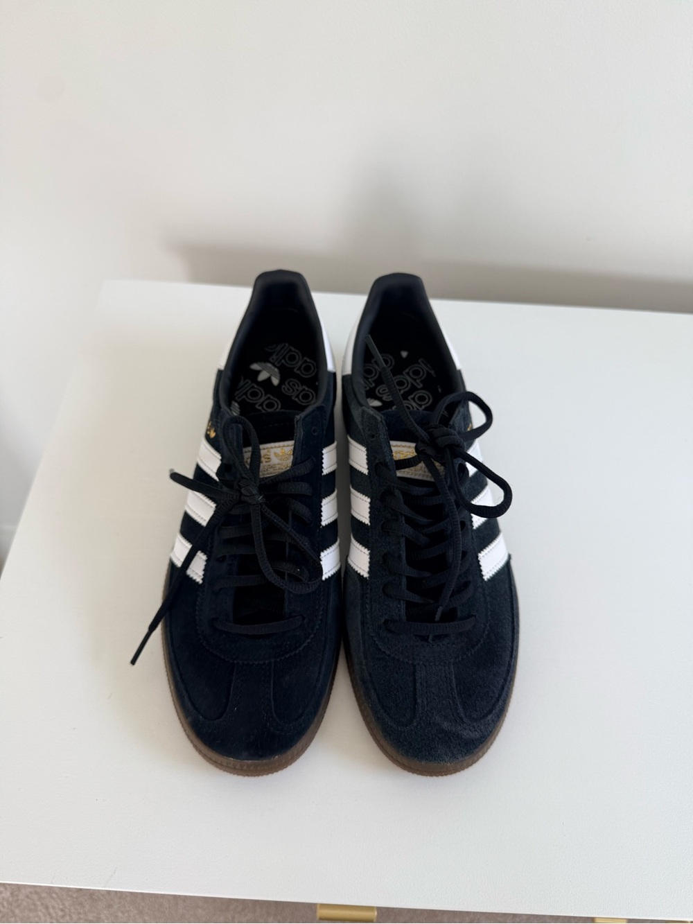 New adidas Black Suede Spezial Sneakers with White Stripes Men’s Size 8.5 - Picture 2 of 8
